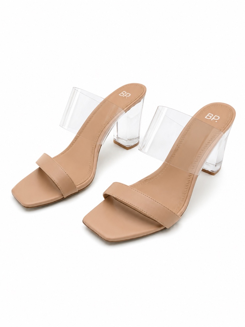 bp Nude Clear-Band Block Heel Sandals